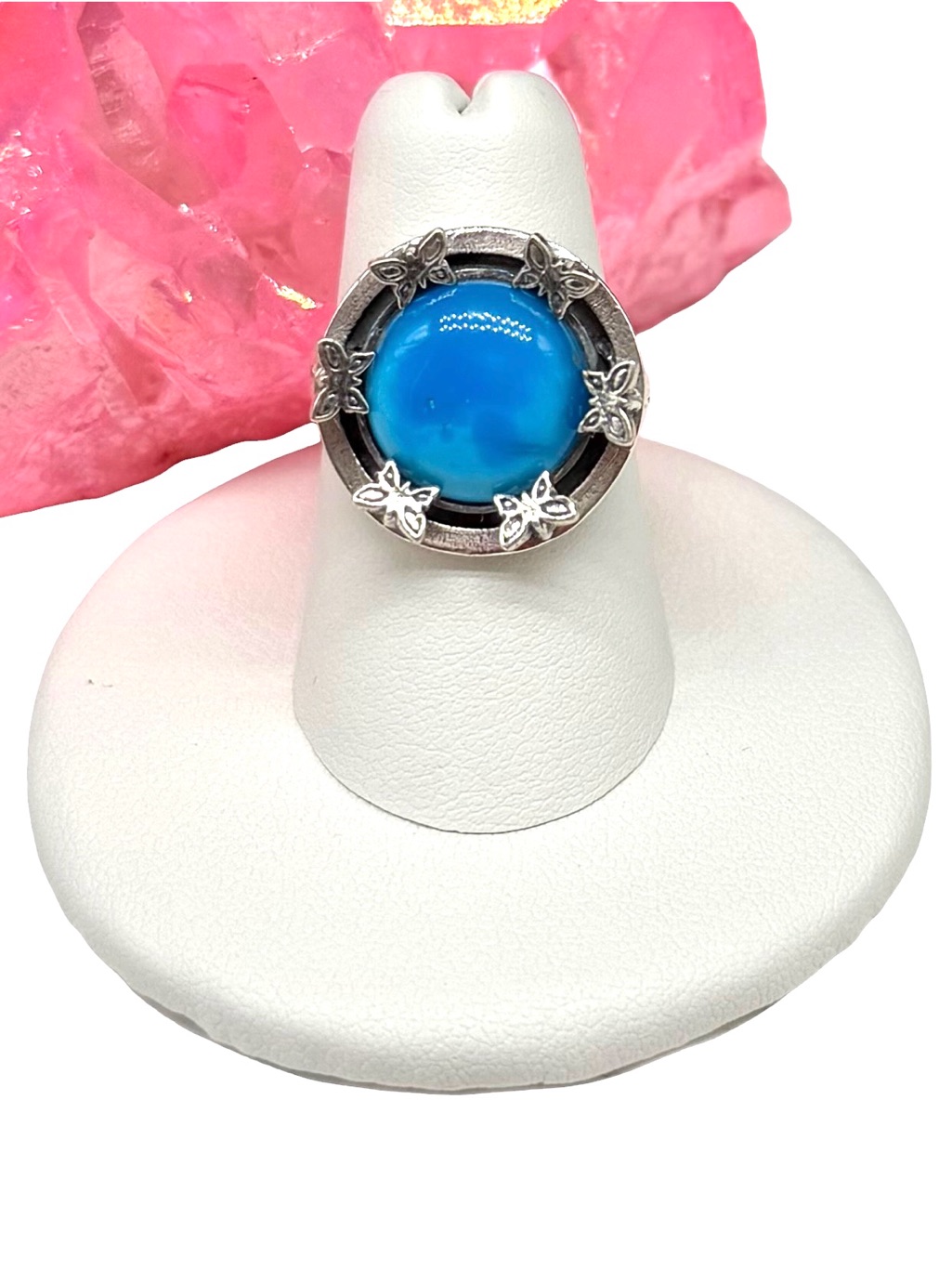 Morenci Mine Turquoise Ring Size 7 Solid 925 Sterling Silver Butterfly